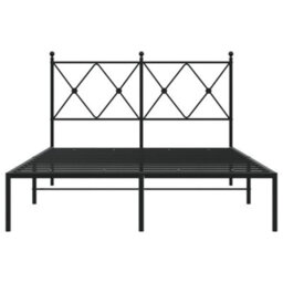 Berkfield Metal Bed Frame Without Mattress With Headboard Black 120X190Cm - thumbnail 4