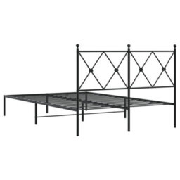 Berkfield Metal Bed Frame Without Mattress With Headboard Black 120X190Cm - thumbnail 6