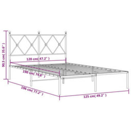 Berkfield Metal Bed Frame Without Mattress With Headboard Black 120X190Cm - thumbnail 8