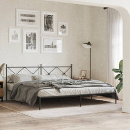Berkfield Metal Bed Frame Without Mattress With Headboard Black 193X203Cm - thumbnail 1