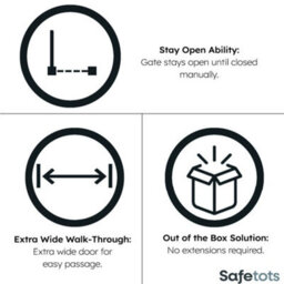 Safetots Wooden Elegance Gate, White, 95Cm - 103Cm, Pressure Fit Safety Gate, 73Cm Extra Wide Doorway, Easy Installation - thumbnail 5