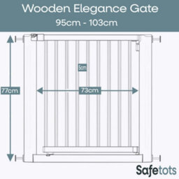 Safetots Wooden Elegance Gate, White, 95Cm - 103Cm, Pressure Fit Safety Gate, 73Cm Extra Wide Doorway, Easy Installation - thumbnail 3