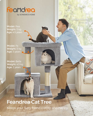 LEDREM Cat Tree, 101 Cm Cat Tower, Xl, Cat Condo For Extra Large Cats Up To 20 Kg, Large Cat Perch, 2 Cat Caves, Scratching Post - image 1