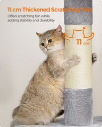 LEDREM Cat Tree, 101 Cm Cat Tower, Xl, Cat Condo For Extra Large Cats Up To 20 Kg, Large Cat Perch, 2 Cat Caves, Scratching Post - thumbnail 6