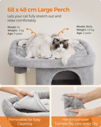 LEDREM Cat Tree, 101 Cm Cat Tower, Xl, Cat Condo For Extra Large Cats Up To 20 Kg, Large Cat Perch, 2 Cat Caves, Scratching Post - thumbnail 3