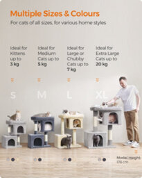 LEDREM Cat Tree, 101 Cm Cat Tower, Xl, Cat Condo For Extra Large Cats Up To 20 Kg, Large Cat Perch, 2 Cat Caves, Scratching Post - thumbnail 7