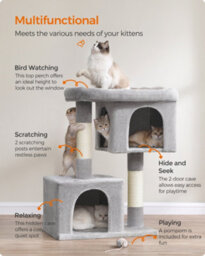 LEDREM Cat Tree, 101 Cm Cat Tower, Xl, Cat Condo For Extra Large Cats Up To 20 Kg, Large Cat Perch, 2 Cat Caves, Scratching Post - thumbnail 4