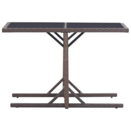 Walplus 3 Piece Garden Dining Set Poly Rattan And Tempered Glass Brown - thumbnail 8