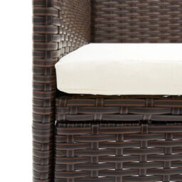 Walplus 3 Piece Garden Dining Set Poly Rattan And Tempered Glass Brown - thumbnail 6
