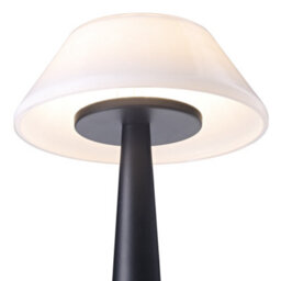 Happy Homewares Matt Black Rechargeable Touch Dimmable Table Lamp With Opal White Domed Shade - thumbnail 2