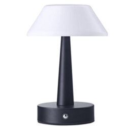Happy Homewares Matt Black Rechargeable Touch Dimmable Table Lamp With Opal White Domed Shade - thumbnail 1