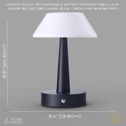 Happy Homewares Matt Black Rechargeable Touch Dimmable Table Lamp With Opal White Domed Shade - thumbnail 5