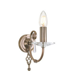 Luminosa Lighting Elstead Aegean 1 Light Indoor Candle Wall Light Aged Brass, E14 - thumbnail 1