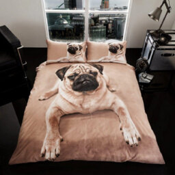 Smart Living 3D Duvet Cover With Pillowcases Polycotton Quilt Bedding Covers Comfy Breathable Comforter Cover Set - Pug - thumbnail 1