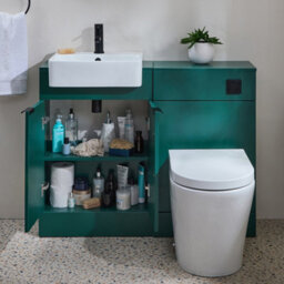 Homestylestore 1050mm Dark Green Bathroom Combination Vanity Toilet Unit With Black Finger Pull Handle - thumbnail 1