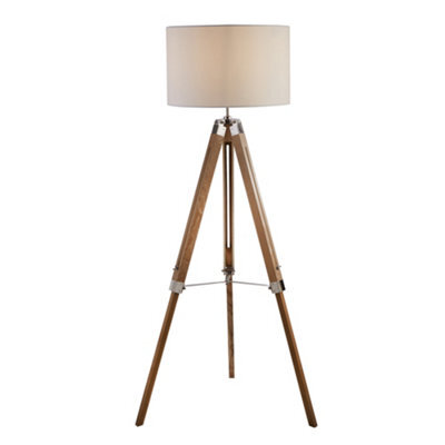 Lighting Collection Cologne Floor Lamp With Wood & Linen Shade - image 1