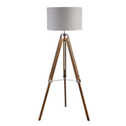 Lighting Collection Cologne Floor Lamp With Wood & Linen Shade - thumbnail 2