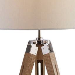 Lighting Collection Cologne Floor Lamp With Wood & Linen Shade - thumbnail 3