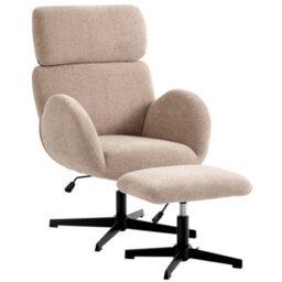 Swivel Armchair With Footstool, Rocking Accent Chair, Light Brown