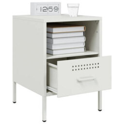 Berkfield Bedside Cabinet White 36X39X50.5 Cm Steel - thumbnail 5