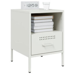Berkfield Bedside Cabinet White 36X39X50.5 Cm Steel - thumbnail 4