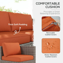 Wyld Haus Suve 8-Piece Grey Pe Rattan 6-Seater Garden Furniture Set With Orange Cushions - thumbnail 8