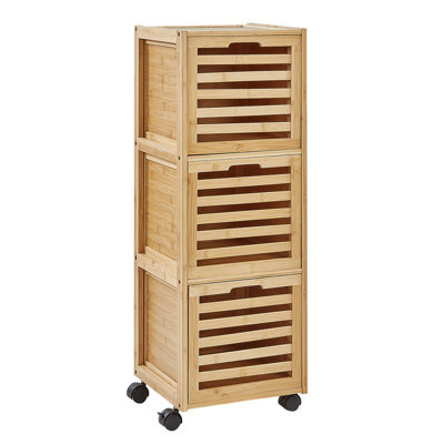 Beliani Bathroom Cabinet Shawnee Bamboo 32 Cm Light Brown - image 1