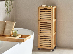 Beliani Bathroom Cabinet Shawnee Bamboo 32 Cm Light Brown - thumbnail 2