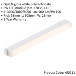 300mm Under Cabinet Led Light - 5W Smd 2835 Cct Led Module - Opal & Gloss White - thumbnail 2