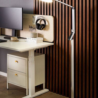 Beliani Floor Led Lamp Silver 170Cm Dimmable With Lcd Panel For Home Office And Study Corners - image 1