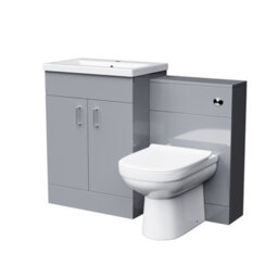 Nes Home 1100mm Grey Vanity Basin Unit & Wc Unit And Back To Wall Toilet Pan - thumbnail 6