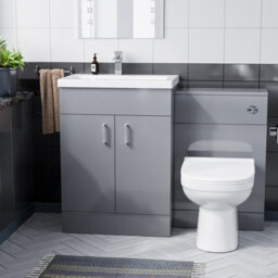 Nes Home 1100mm Grey Vanity Basin Unit & Wc Unit And Back To Wall Toilet Pan - thumbnail 2