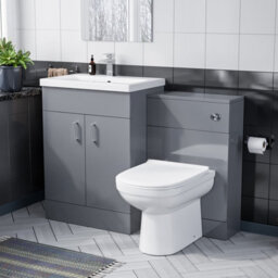 Nes Home 1100mm Grey Vanity Basin Unit & Wc Unit And Back To Wall Toilet Pan - thumbnail 1