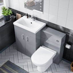 Nes Home 1100mm Grey Vanity Basin Unit & Wc Unit And Back To Wall Toilet Pan - thumbnail 3