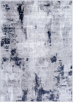 Livabliss Wanderlust-Abstract Grey Ivory Blue Burgundy Modern Marble Living Dining Bedroom Rug 120 X 170 Cm Easy Care, Non Shedding - image 1