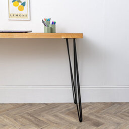Domli Solid Oak Wood Home Office Computer Desk With Black Hairpin Legs - 1200mm X 800mm X 27mm - Modern Wooden Workstation Table - thumbnail 7