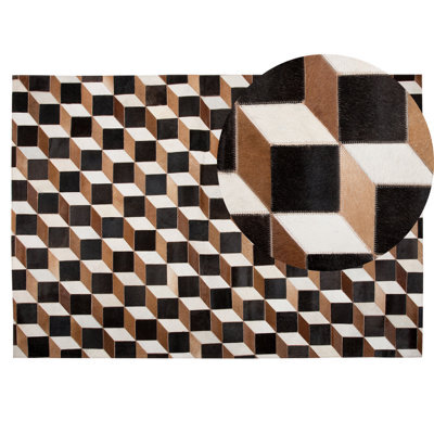 Beliani Rug Alpkoy Brown 140 X 200 Cm Leather - image 1