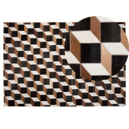 Beliani Rug Alpkoy Brown 140 X 200 Cm Leather - thumbnail 1
