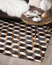 Beliani Rug Alpkoy Brown 140 X 200 Cm Leather - thumbnail 2