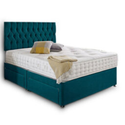 Dining Tables Beirut Matching Headboard Divan Set, 2 Drawer On Same Side With Sprung 1500 Comfort Mattress - Plush Jade - King - thumbnail 4