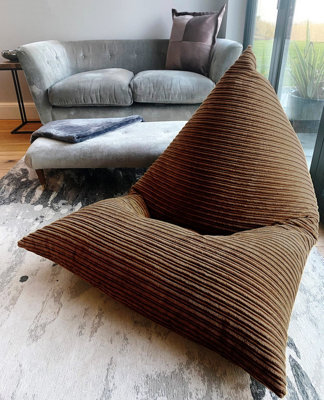 Beautiful Beanbags Adult Jumbo Cord Beanbag Wedge Ready Filled Bean Bags - Brown - image 1