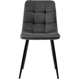 Btm Set Of 4 Dark Grey Velvet Upholstered Dining Chairs With Metal Frame And Backrest Modern Design - thumbnail 8