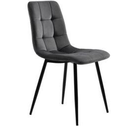 Btm Set Of 4 Dark Grey Velvet Upholstered Dining Chairs With Metal Frame And Backrest Modern Design - thumbnail 5