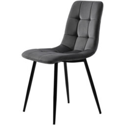Btm Set Of 4 Dark Grey Velvet Upholstered Dining Chairs With Metal Frame And Backrest Modern Design - thumbnail 7