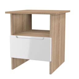 Messina Gloss Bardolino Oak Effect 1 Drawer Non-Extendable Side Table (H)495mm (W)440mm (D)440mm - thumbnail 3