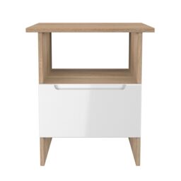 Messina Gloss Bardolino Oak Effect 1 Drawer Non-Extendable Side Table (H)495mm (W)440mm (D)440mm - thumbnail 2