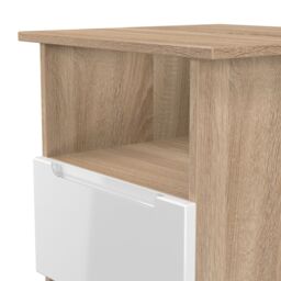 Messina Gloss Bardolino Oak Effect 1 Drawer Non-Extendable Side Table (H)495mm (W)440mm (D)440mm - thumbnail 4