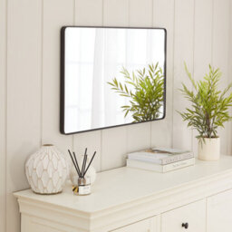 The Furniture Market Chic Small Rectangle Black Framed Metal Wall Mirror 80Cm X 50Cm - thumbnail 3