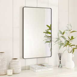 The Furniture Market Chic Small Rectangle Black Framed Metal Wall Mirror 80Cm X 50Cm - thumbnail 2