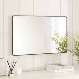 The Furniture Market Chic Small Rectangle Black Framed Metal Wall Mirror 80Cm X 50Cm